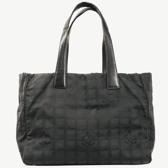 Chanel Travel Line Black Nylon CC-Jacquard Tote - Picture 4 of 10